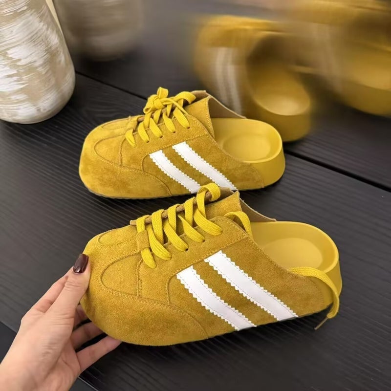 2025 Spring/ Fashion Korean Style Lace-Up German Training Shoes Casual Versatile Height-Increasing Soft Sole Closed-Toe Mules - Image 2